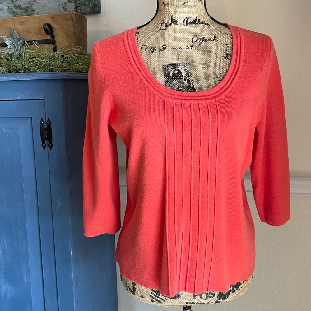 Christopher & Banks Pull-over Coral sweater w/ 3/4 sleeves sz
